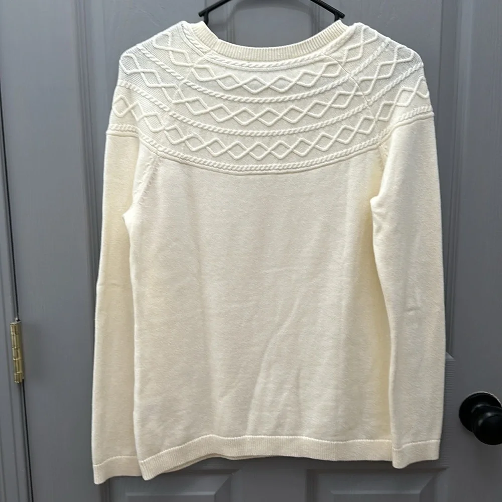 Talbots Cream Cotton Cashmere Blend Sweater - Picture 5 of 5